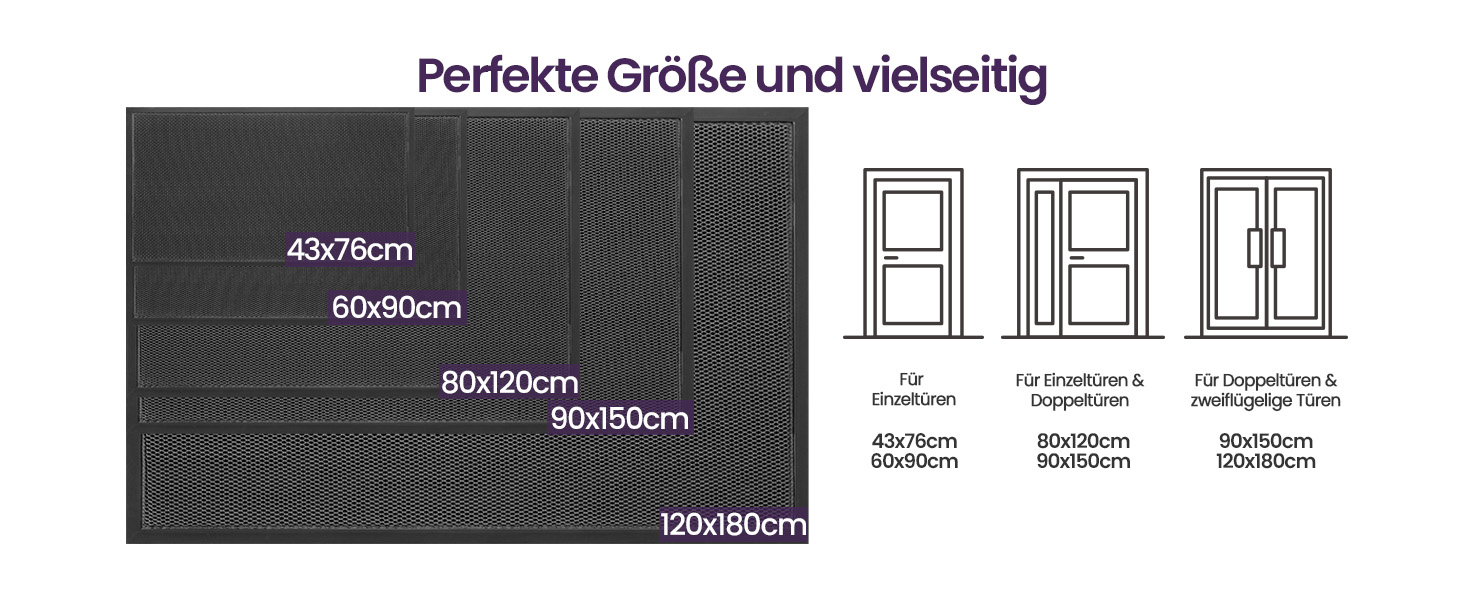 Килимок для входу DEXI 60x90 см, антиковзкий, сірий, для вулиці, водовідштовхувальний, довговічний
