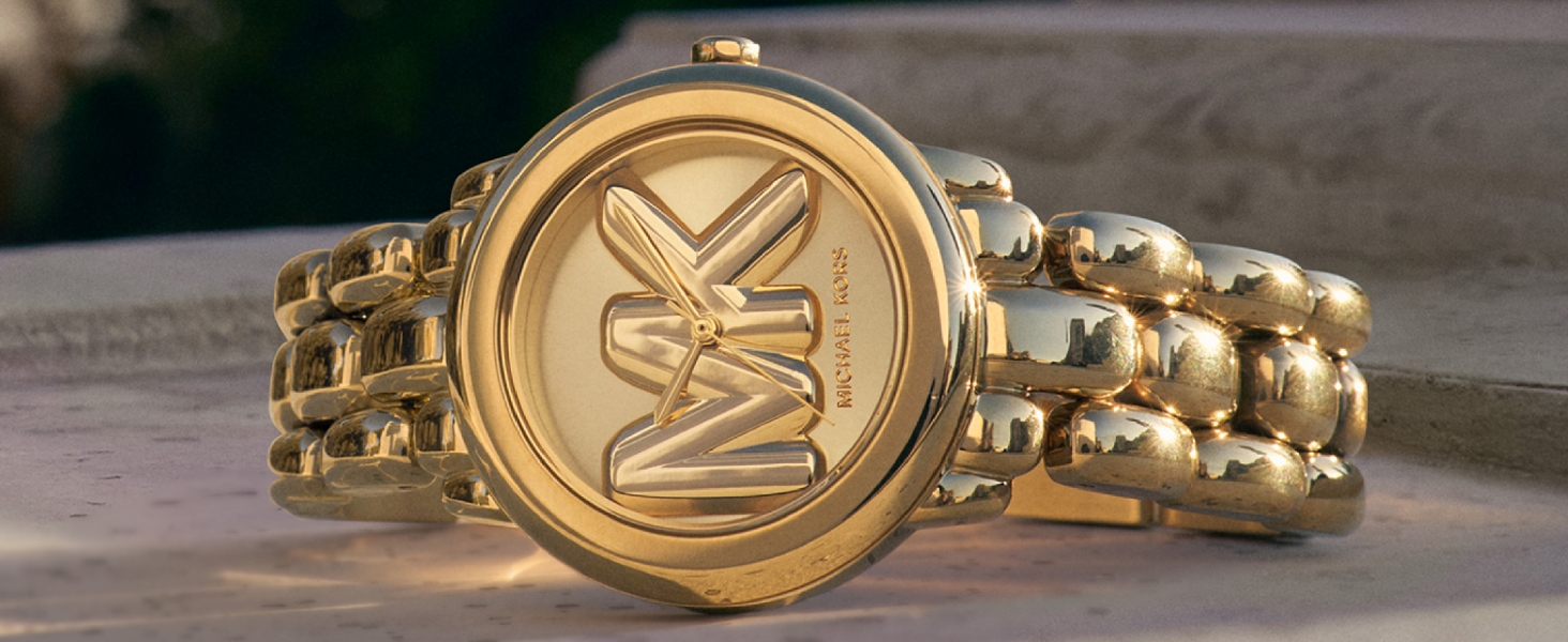Жіночий годинник Michael Kors Slim Runway 42mm, кварцовий механізм, сталевий браслет, чорний з золотим