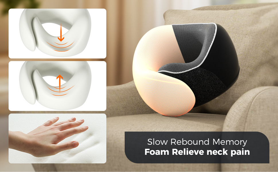 Подушка для шиї у подорожах: м'яка, з memory foam, для автомобіля та літака, з навушниками та маскою для сну (світло-сіра)