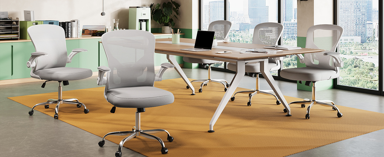 Офісний стіл DEVAISE: ергономічний крісло з регульованою підтримкою попереку та відкидними підлокітниками, регульована висота, білий, до 136 кг, без підголівника