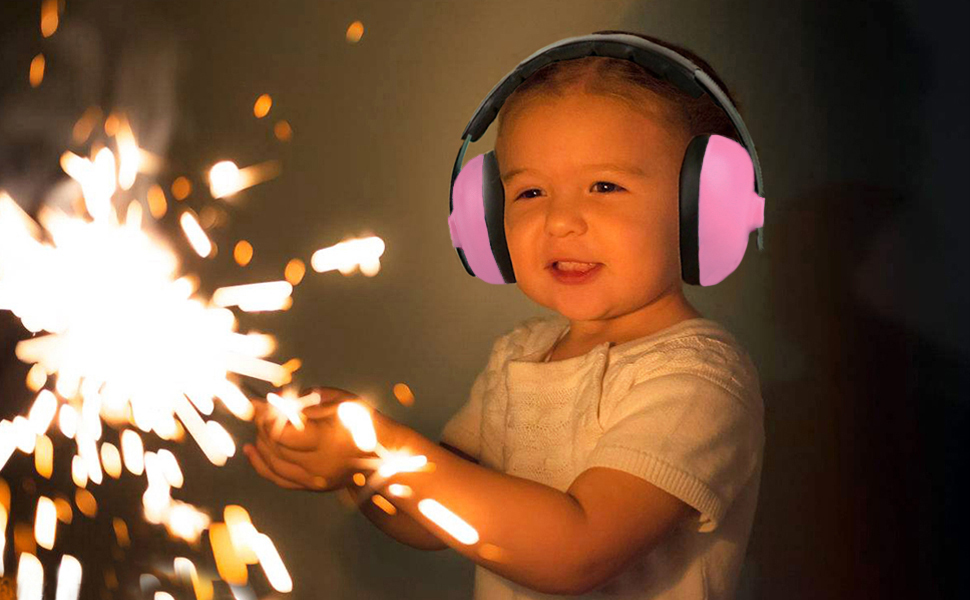 Дитячі навушники-захисники вух 0-2 роки - захист від шуму для літака, сну та повсякденного життя | Регульовані, м'які та легкі для новонароджених та малюків, рожеві