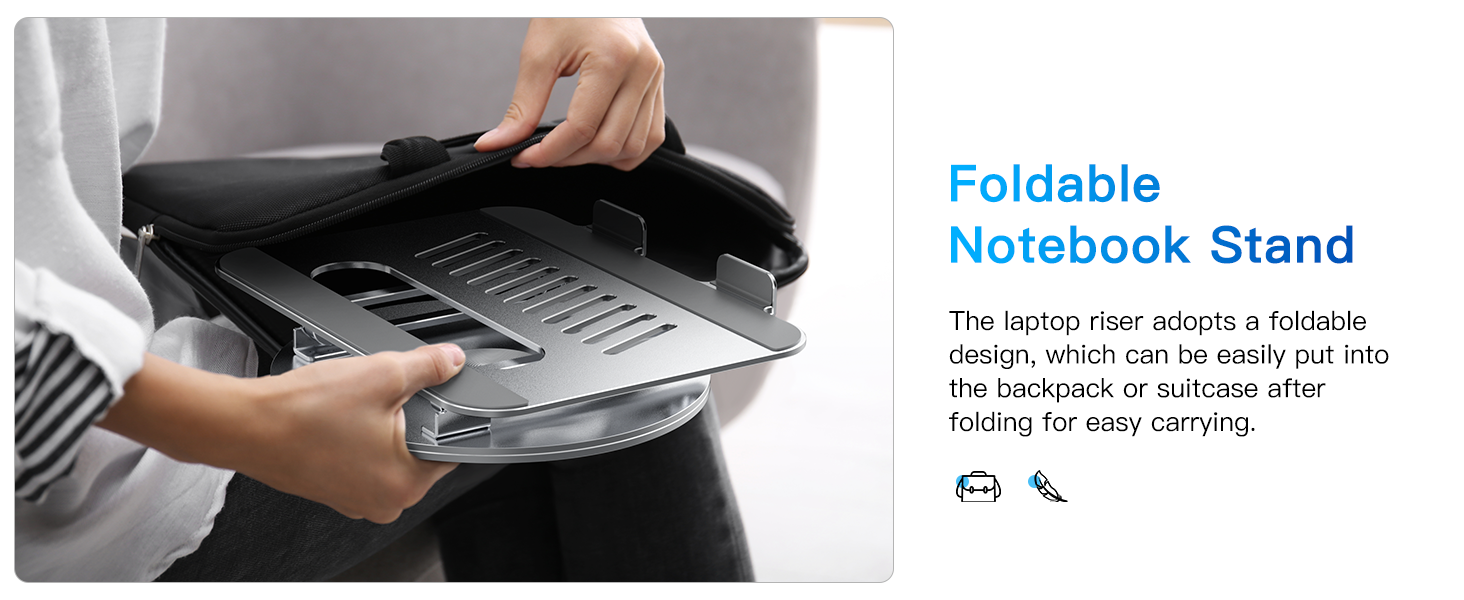Підставка для ноутбука регульована по висоті, складана, ергономічна з вентиляцією та 360° поворотом, вертикальна, сумісна з MacBook, Dell, HP, 11-16'
