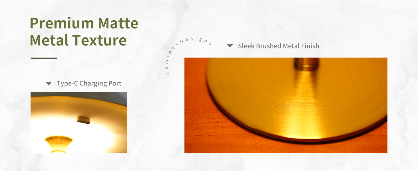 Нічник бездротовий акумуляторний Wiederaufladbare для вітальні, спальні, їдальні - Gold (латунь) з лампочкою, димуванням, сенсорним керуванням, 3-в-1