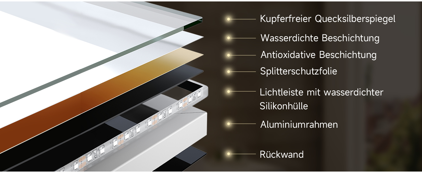 Дзеркало для ванної кімнати SONNI з підсвічуванням 60x40 см, LED, IP44, біле