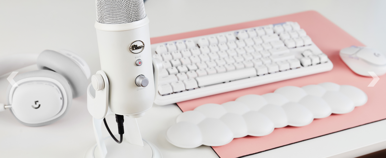 Мікрофон Logitech G Blue Yeti USB для стрімінгу, подкастів та запису (білий). Преміум-якість, Blue VO!CE, сумісний з PC та комп'ютером.