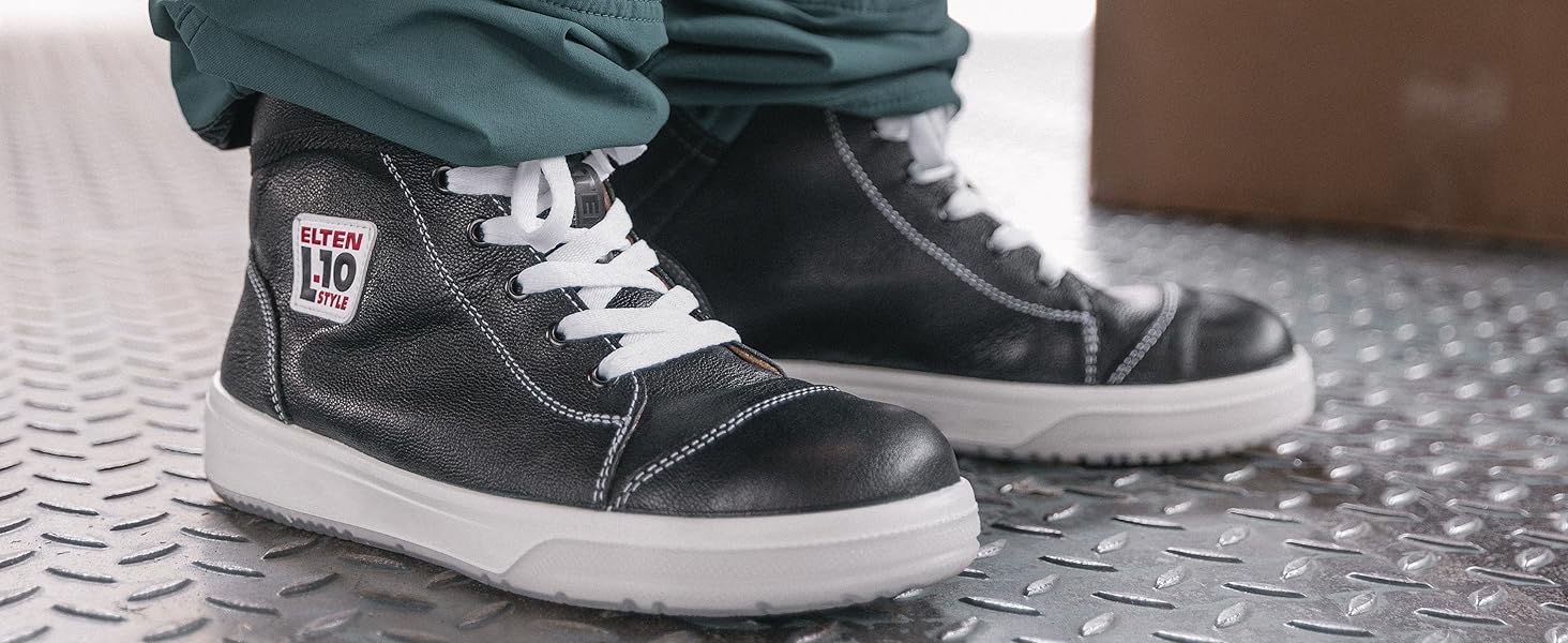 Робочі черевики ELTEN VINTAGE Mid ESD S3 для чоловіків, шкіряні, з металевим носком, легкі, спортивного стилю, сірого кольору, розмір 46 EU