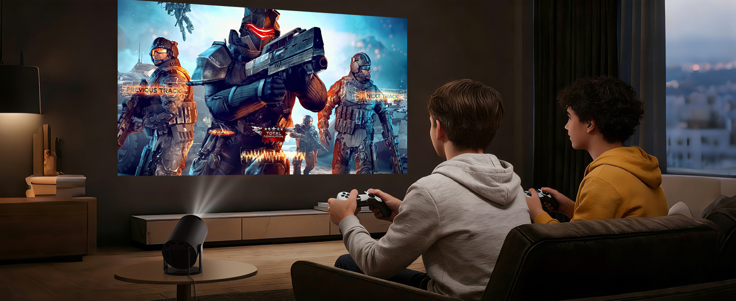 Lyncast OptiBarrel 500: Портативний проєктор 4K з Wi-Fi 6, Bluetooth 5.4, Android 11 та підтримкою iOS/HDMI/USB. Чорний