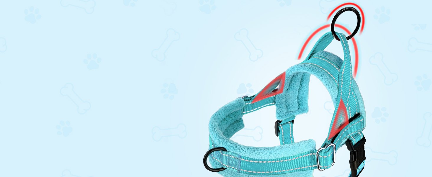 Нашийник для собак середніх та маленьких порід, м'який, не тягне, з 2 кліпсами для повідка, легкий, світловідбиваючий, чорний (S, Темно-синій)