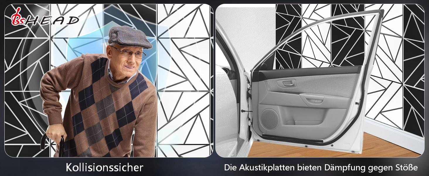 Акустичні панелі BSHEAD самоклеючі для шумоізоляції стін, 30 x 30 x 1.2 см, звукопоглинаючий пінополіетилен високої щільності (Чорно-білі)