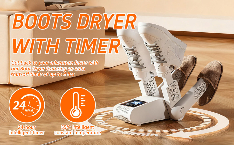 Електричний сушильник для взуття Schuhtrockner на 2 пари з таймером та UV-лампою, для футболок та лижних черевиків, білий