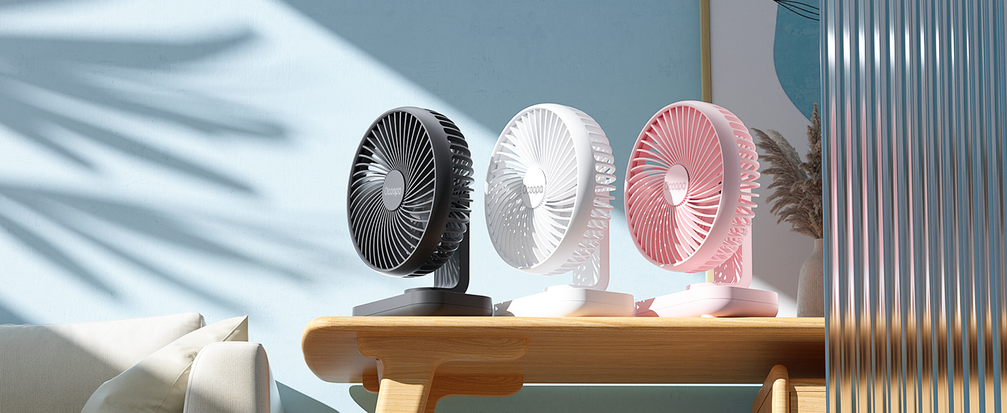 USB вентилятор OCOOPA - тихий, портативний, 4 швидкості, 4000mAh, для дому, офісу, чорний/темно-синій