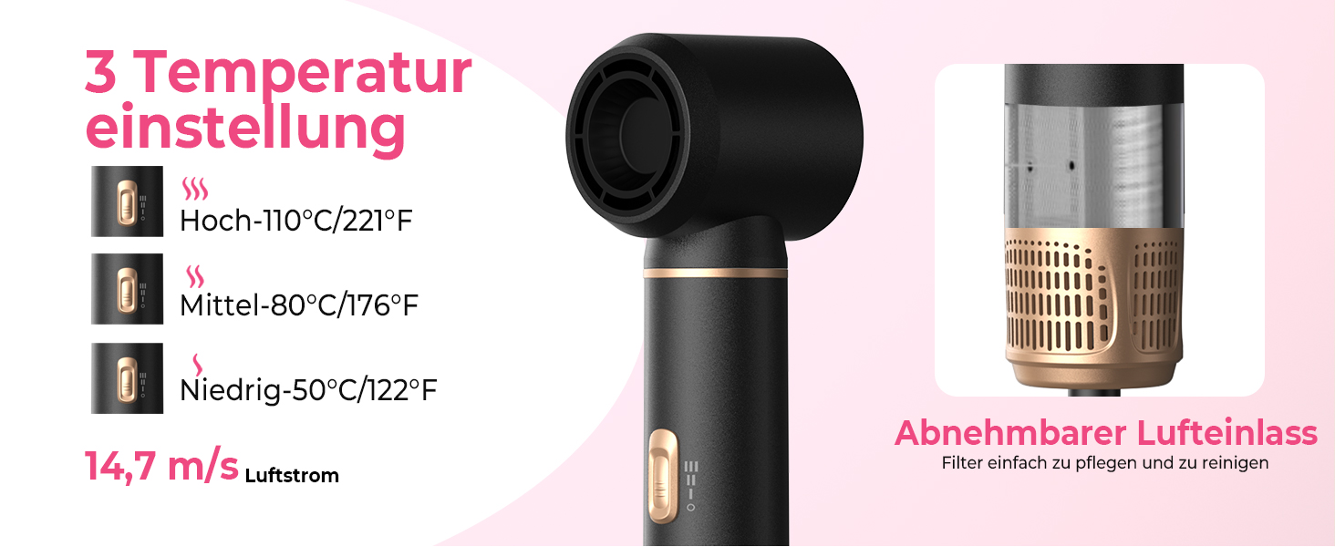 Мультистайлер для волосся 5 в 1 Atopskins Air Styler 1000W: фен-щітка, вирівнювач та плойка для сушіння, завивки та гладкого волосся (Darkschwarz)