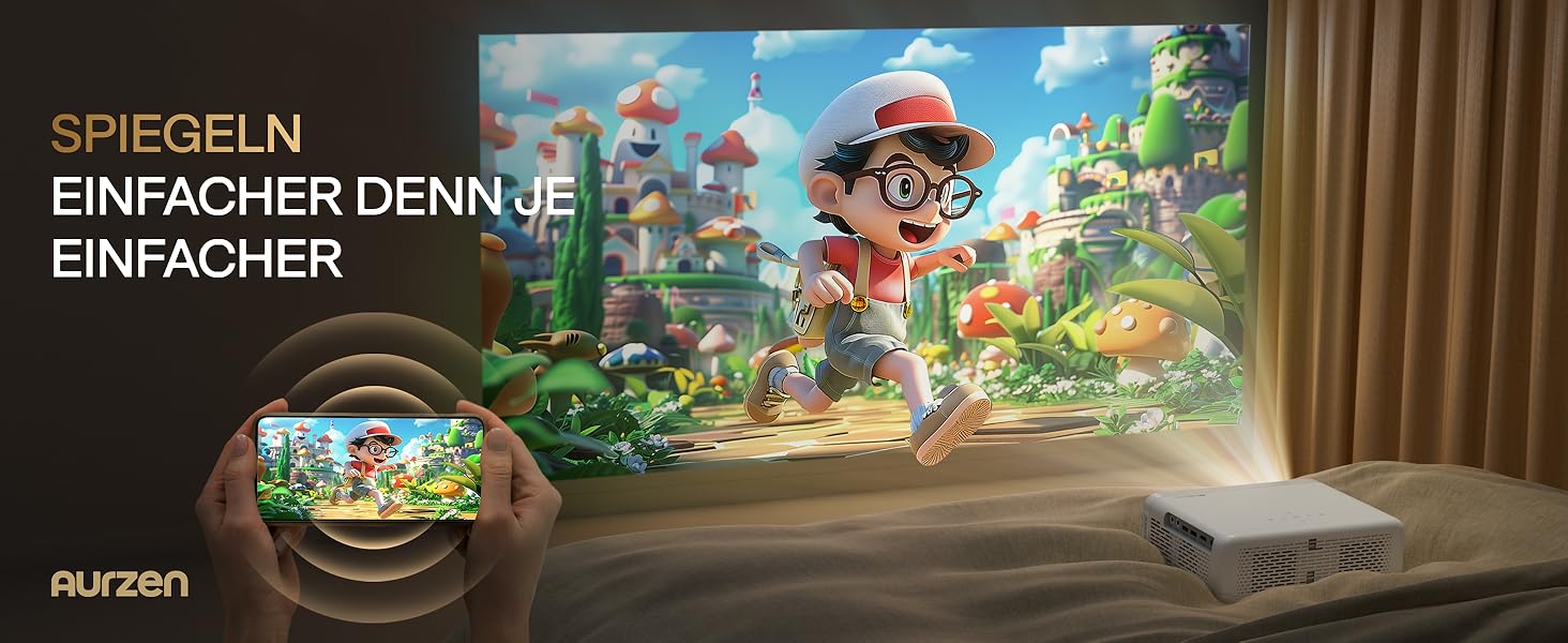 Aurzen Eazze D1 Smart Beamer: 4K проєктор для дому, Wi-Fi, Bluetooth, Netflix, Dolby Audio, автофокус, корекція трапеції, Mini проєктор, білий