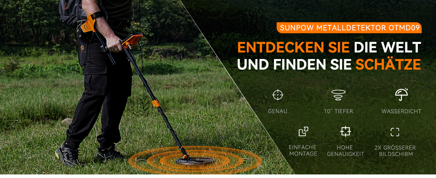 Металодетектор SUNPOW для дорослих та дітей, LCD-дисплей, водонепроникний IP68, антиінтерференційний, професійний, легкий