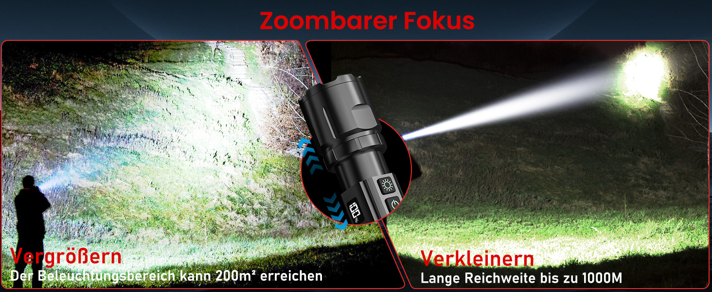 Ліхтарик Shadowhawk LED перезарядна 2 шт. | Тактичний ліхтарик (2 вимикачі) 500000 люмен, дальність до 1000м, час роботи 12 год для кемпінгу/відпочинку на природі/походів, регульована яскравість, чорний