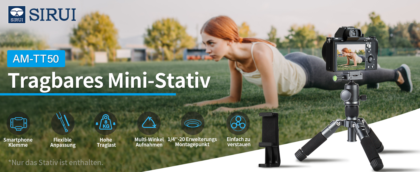 Штатив SIRUI AM-TT50: компактний, легкий, для камери та смартфона, до 10 кг, з кульковою головкою 360°