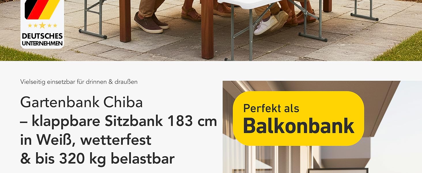 Зручний розкладний садовий стіл Floordirekt Buffettisch для відпочинку на терасі, балконі або кемпінгу - 183x76 см, матеріал: пластик, на 6 осіб