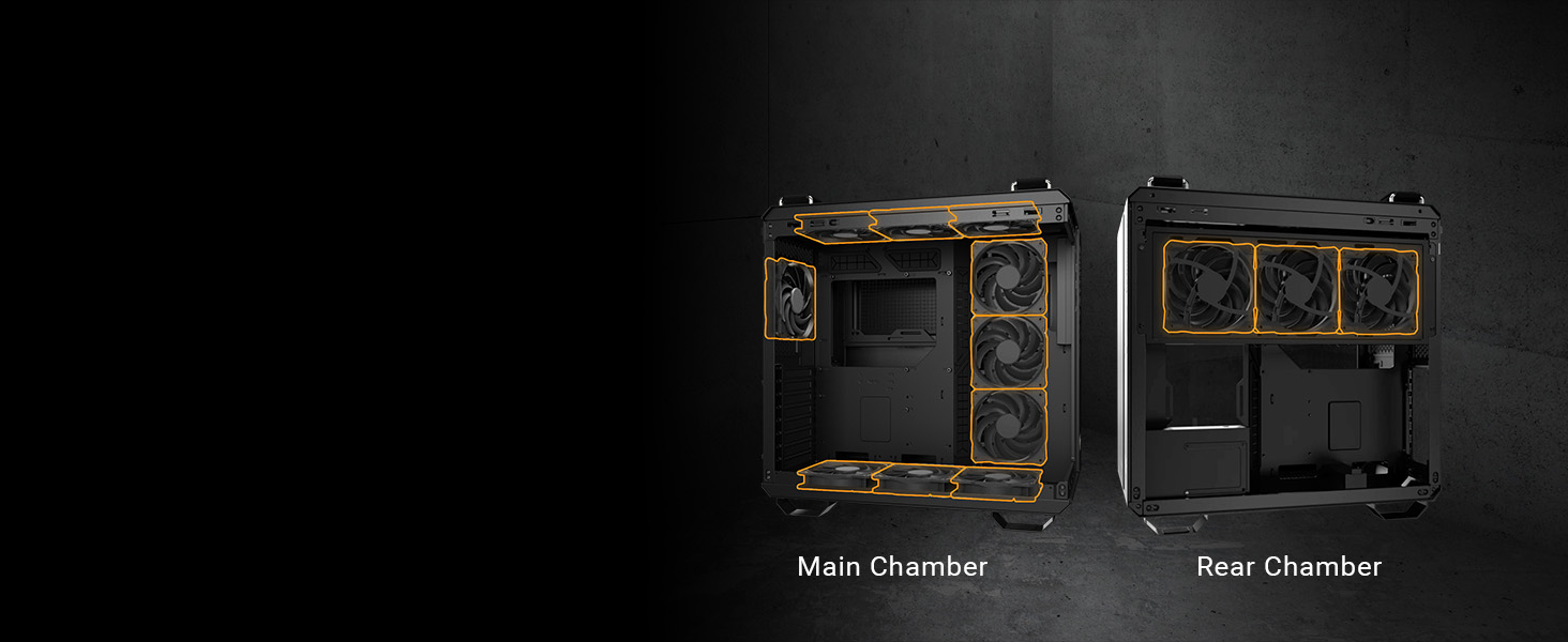 Корпус для ПК ASUS TUF GAMING GT502 Horizon TG ARGB Black - двокамерний, з 4 RGB вентиляторами, USB Type-C, чорний