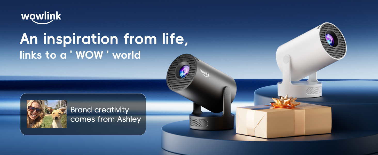 Портативний проєктор Mini Beamer 4K/1080p з Wi-Fi 6 та Bluetooth 5.4. Keystone 180°, сумісний з HDMI, TV Stick, Memory Stick, Laptop. Колір: Бежевий