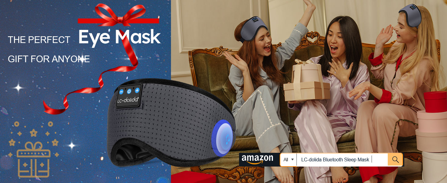 Маска для сну з Bluetooth навушниками Dolida – 100% блокування світла, дихаюча тканина Eisseide, для подорожей, йоги, медитації