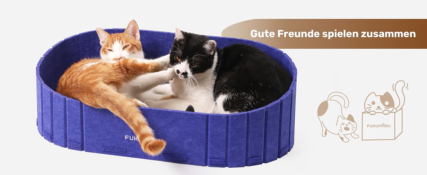 Котячий когтетоп FUKUMARU: диван з картону та фільцу, 61 см, блакитний