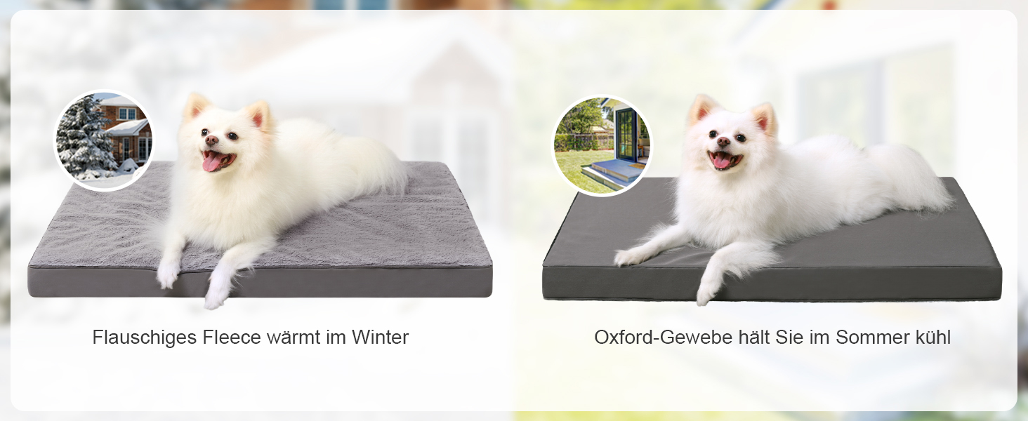 Ортопедичне ліжко для собак KSIIA, великі породи, 105x70 см, знімний чохол, двостороннє, темно-сірий (75x47x7 см)