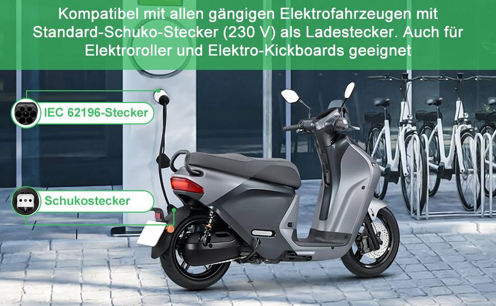 Адаптер зарядного пристрою для електромобіля, тип 2, кабель Schuko 3.5kW 16A, 0.5м, 250V, водо- та пилонепроникний