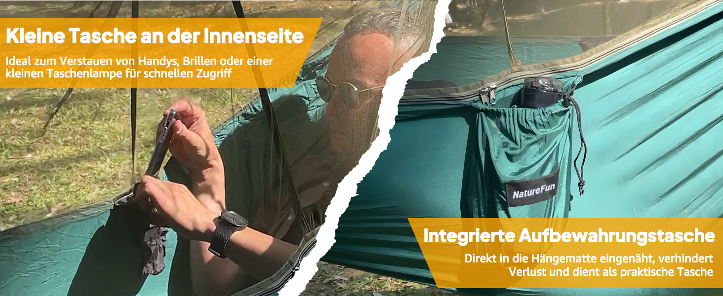 Гамак-москітна сітка NATUREFUN, 300 кг, 275x140 см, армійний зелений