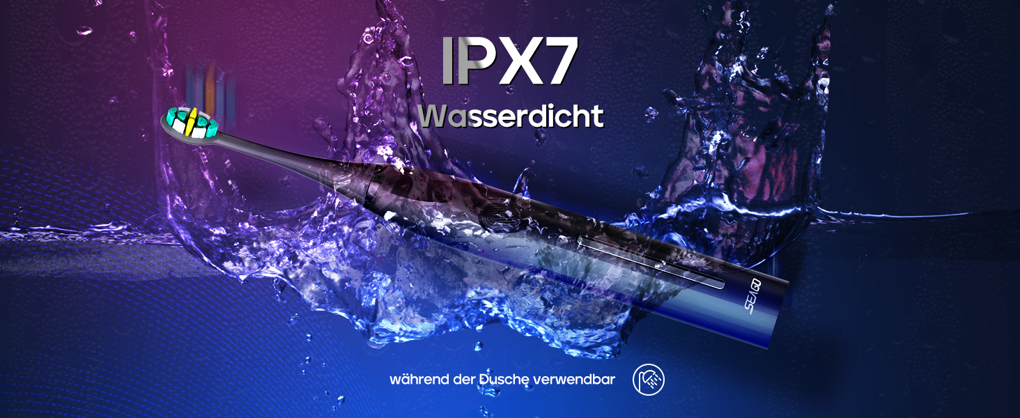 Електрична зубна щітка Seago з датчиком тиску, 40000 VPM, 8 насадок, 5 режимів, звукова, з підставкою, чохол, для дорослих, SG-2752 (Чорний)