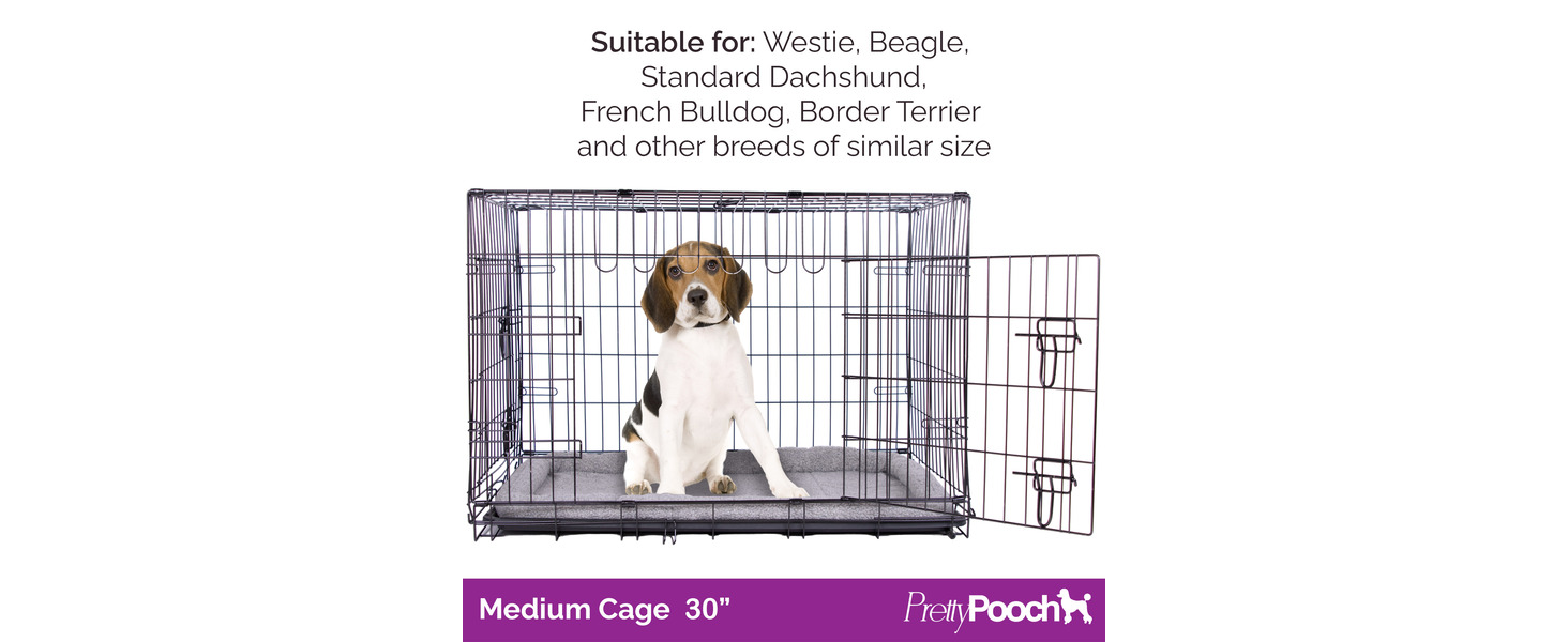 Клітка для собак та котів Pretty Pooch, розмір M, металева, складається, з лотком, двоє дверей та ліжком
