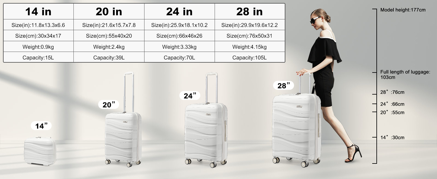 Чемодан-валіза KONO 55 см: легкий, з TSA замком та 4 колесами (чорний)