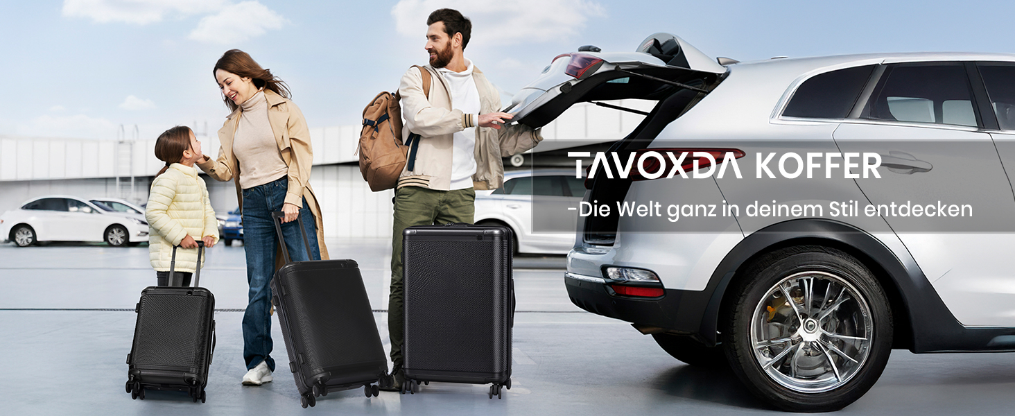 Набір валіз Tavoxda 3 шт., жорсткий корпус, TSA-замок, телескопічна ручка, чорний колір