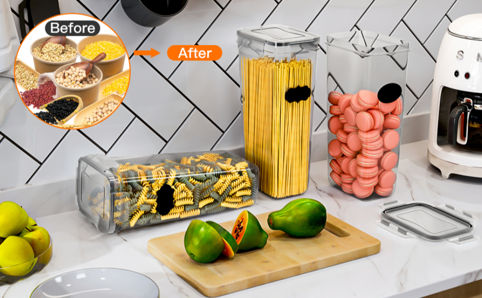 Набір контейнерів для зберігання продуктів Vorratsdosen 16 шт. з кришкою, набір для кухні, герметичні контейнери для спагеті, борошна, мюслі