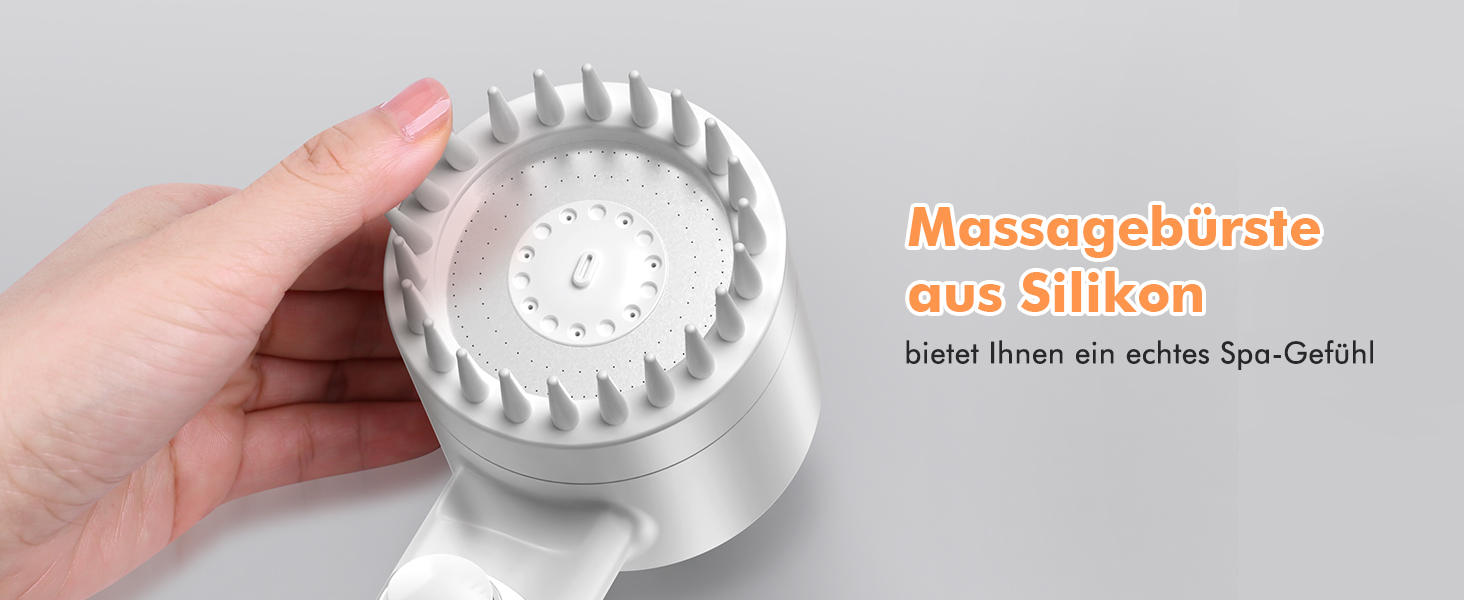 Showerhead with Filter MEKO High-Pressure Hand Shower with 15-Layer Filtration, 1.5M Hose, 3 Spray Patterns, Water-Saving Showerhead for Removing Hard Water, Residual Chlorine, Bacteria, and Heavy Metals (White)