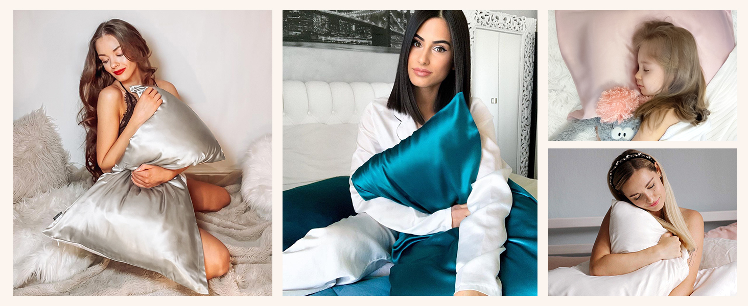 Наволочка з натурального шовку LILYSILK 19 момі, одна сторона бавовна, з блискавкою, для догляду за волоссям та шкірою, шовкова наволочка 80x80 см, сріблясто-сіра