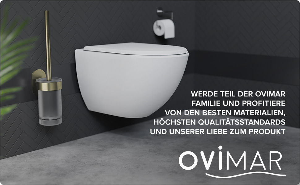 Набір для чищення унітазу Ovimar Finnkona: щітка, кріплення на стіну без свердління, силіконова щітка, вентиляція, нержавіюча сталь з порошковим покриттям, змінний насадок (золотий, клейкий)