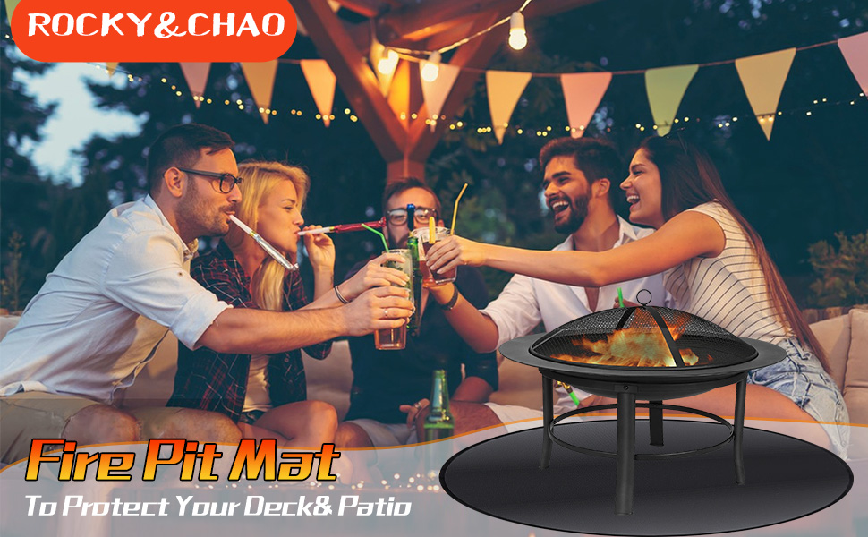 Вогнетривка підкладка ROCKY&CHAO 152x107 см, захисний килимок від вогню 3-шаровий (скловолокно та алюміній) для гриля, барбекю, кемпінгу та захисту підлоги