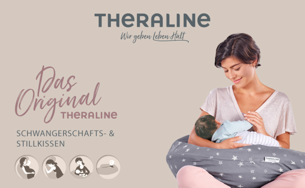 Подушка для вагітних та годування груддю Theraline Das Original 190 см Taupe з чохлом Blättertanz - подушка для сну на боці, перлинна