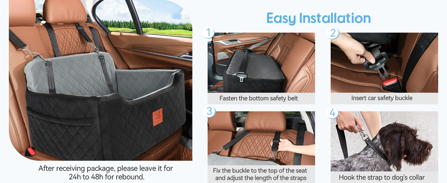GL GLENSLAVE Dog Car Seat - Large & Medium Dogs, Up to 22kg/2 Small Dogs - Removable & Washable Pet Car Seat (Black)