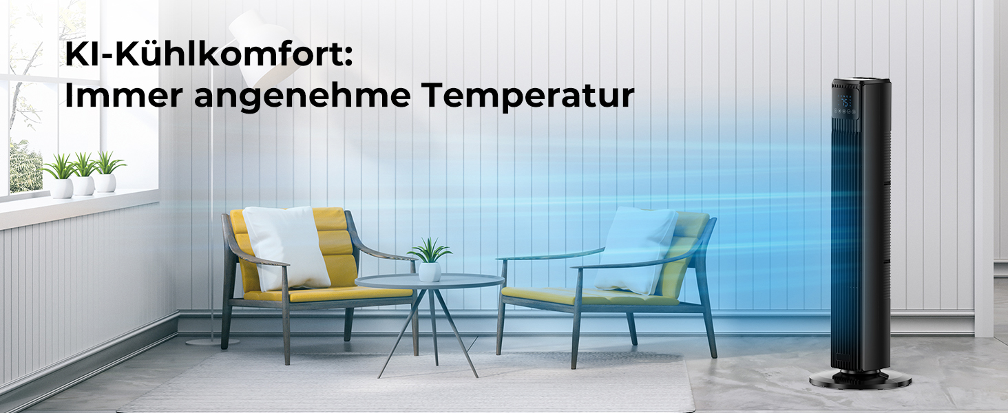 Вентилятор підлоговий електричний Turmventilator з пультом, 90° поворот, 4 швидкості/режими, таймер 12 год, чорний