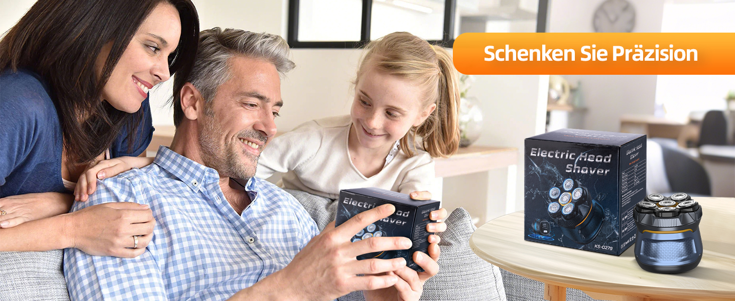 Електрична бритва для гоління голови Glatzen 6D, чоловіча, 2 режими, магнітна, IPX7 водонепроникна, Type-C, для сухого та вологого гоління 0.0 мм