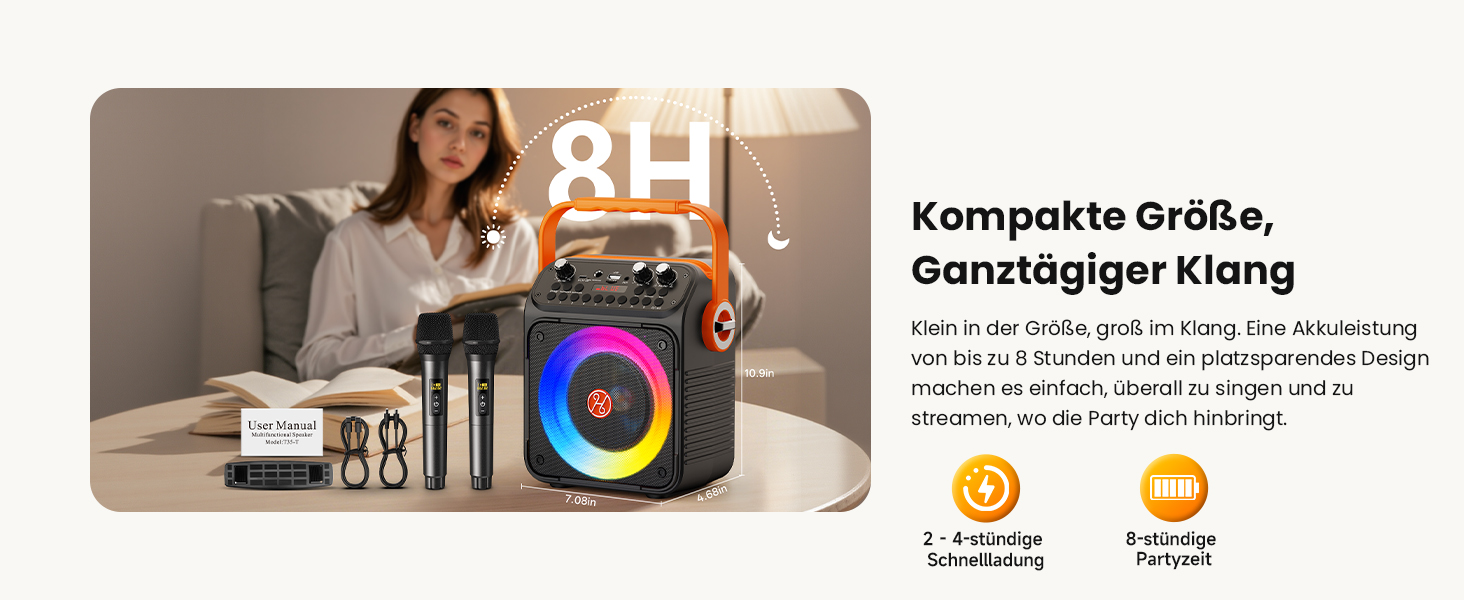 Караоке машина з 2 мікрофонами для дорослих та дітей, Bluetooth, підсилювач, портативна караоке-система, подарунок HWWRT35-T