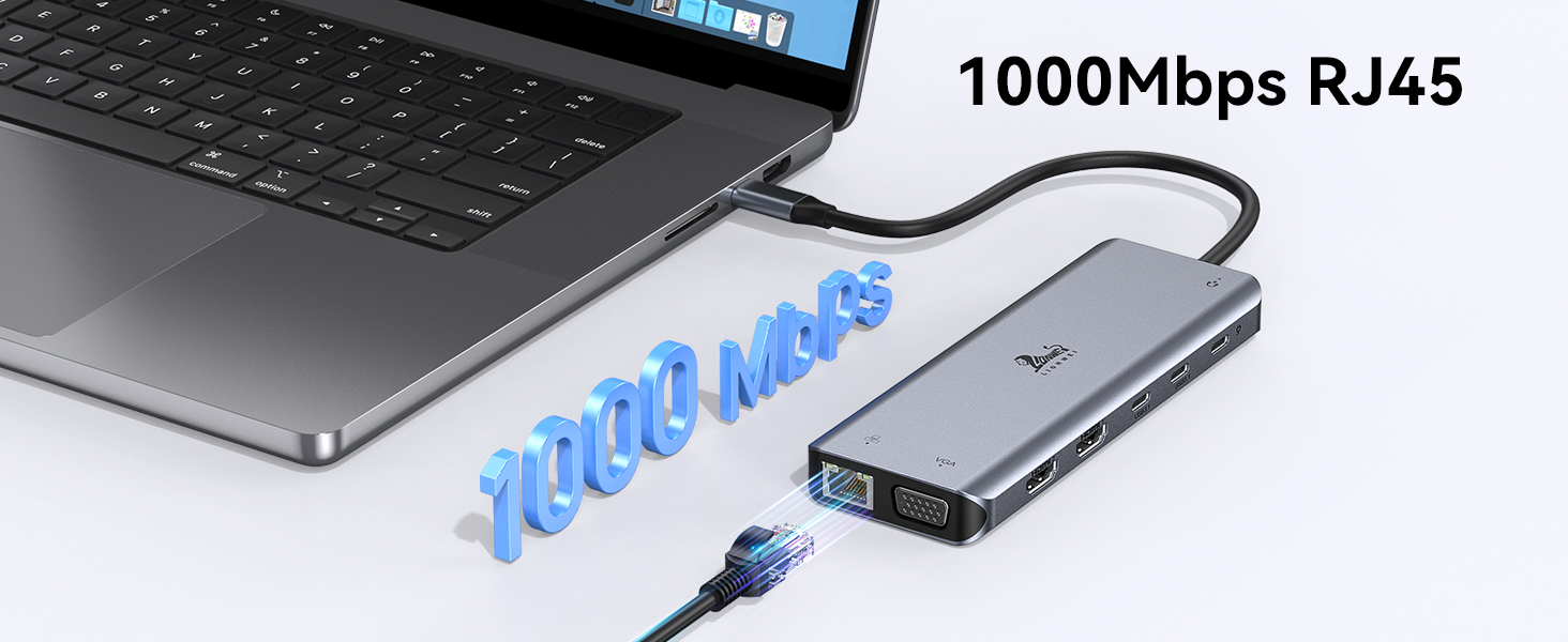 Док-станція USB C 13-в-1 для ноутбука: 2 HDMI, DisplayPort, 5 USB, Ethernet, 100W PD, SD/TF, Audio/Mic, підходить для Dell, HP, Surface