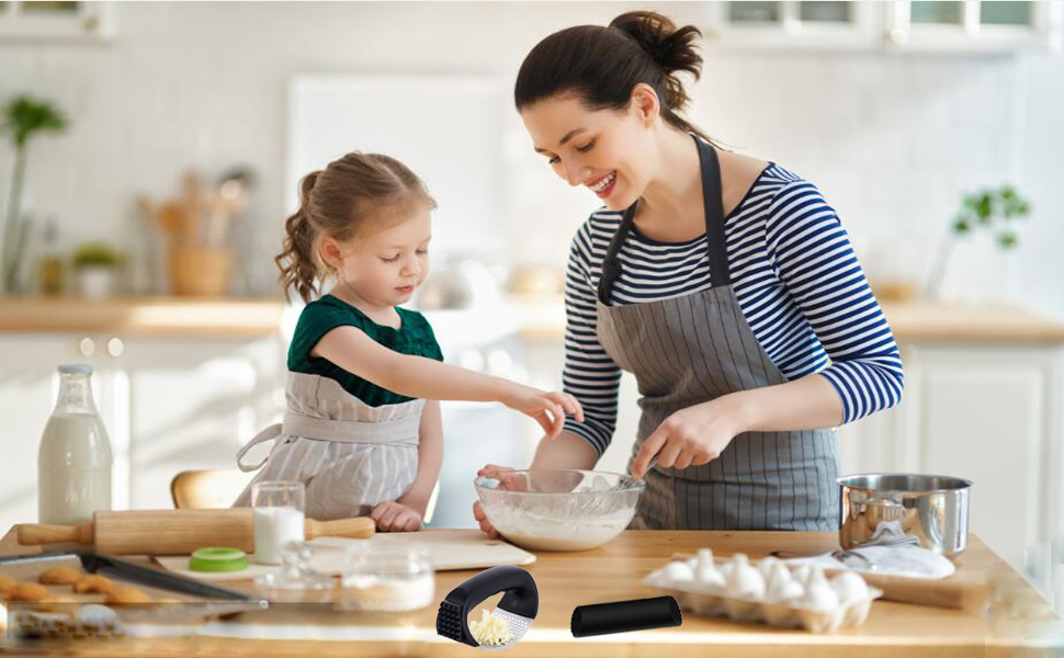 Пресс для часнику та імбиру з важелем, набір з очищувачем для апельсинів, нержавіюча сталь, чорний
