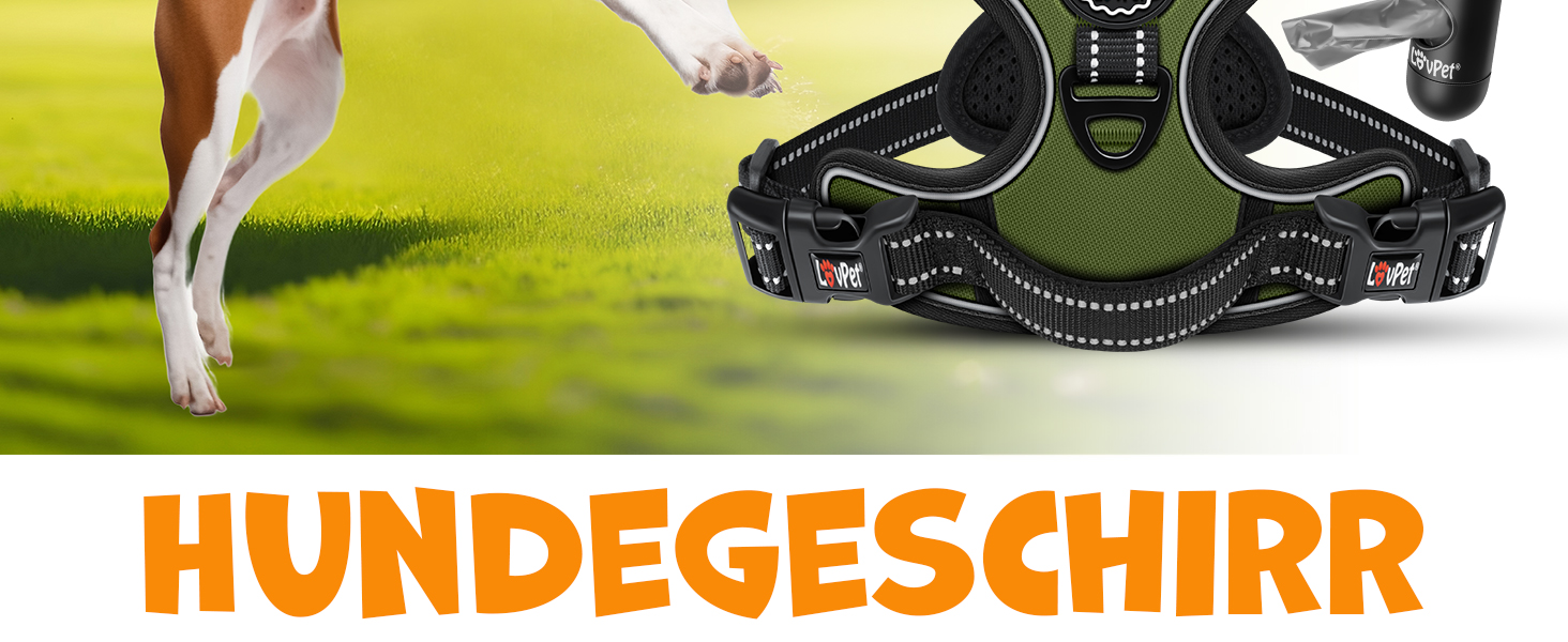 Шлейка для собак без натягу та задухи, дихаюча та м'яка, світловідбиваюча | No-Pull шлейка з кишенькою для відходів | Регульована шлейка з ручкою - (L, Хакі)