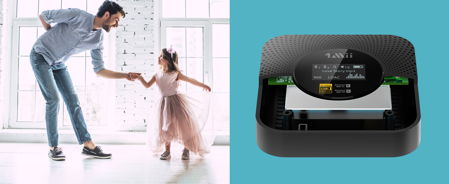 1Mii B06HD Bluetooth 5.1 Аудіоприймач: HiFi, aptX HD, Low Latency, 3.5mm/Cinch, 15 годин роботи