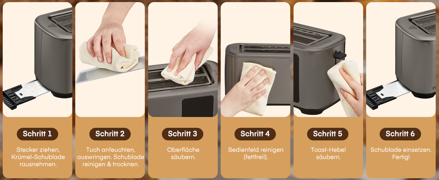 Тостер на 4 підсмажувальні слоти, 1400W, нержавіюча сталь, довгі слоти, 9 режимів підсмажування, 3 види хліба, функція відключення, розморожування та підігріву, сенсорне керування, з насадкою для бутербродів (сірий)