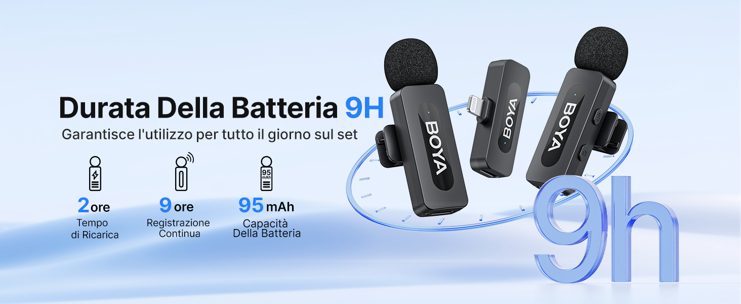 BOYA BY-V2 Бездротовий мікрофон-лапка для смартфона: iPhone, Android, USB-C, 48 КГц, 9 годин роботи, шумозаглушення