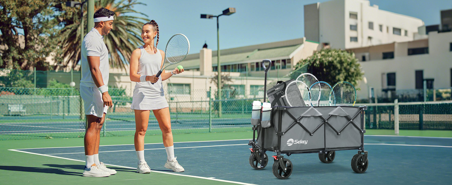 Bollerwagen Sekey XXXL: Складна вантажна платформа з великим об'ємом 150л, 200кг вантажопідйомністю, широкі колеса для бездоріжжя, антрацит