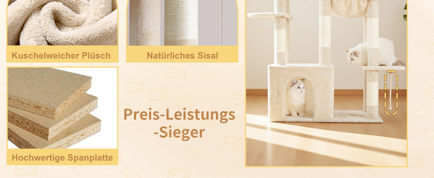 Когтеточка-комплекс для котів Heyby Kratzbaum 120 см, бежевий (HCT026W)